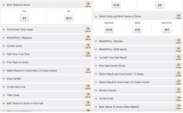 Ladbrokes market examples screenshot