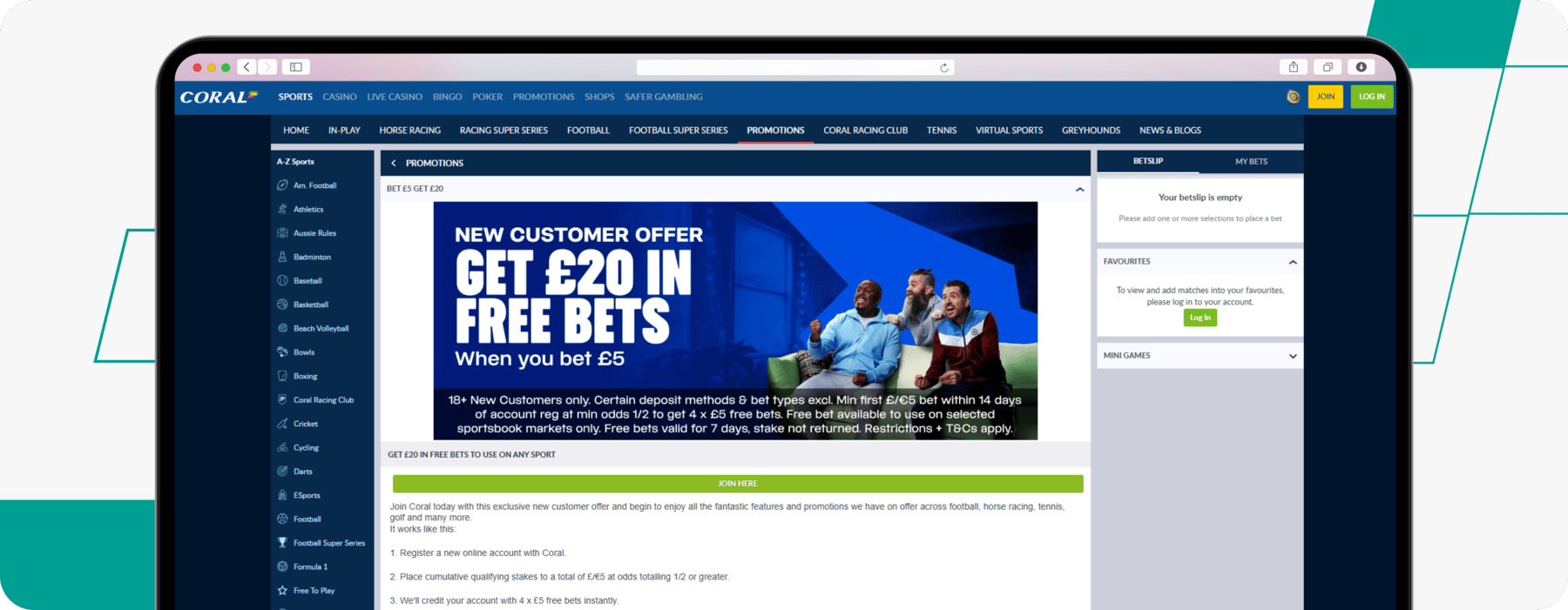 Coral bet 5 get 20 welcome offer