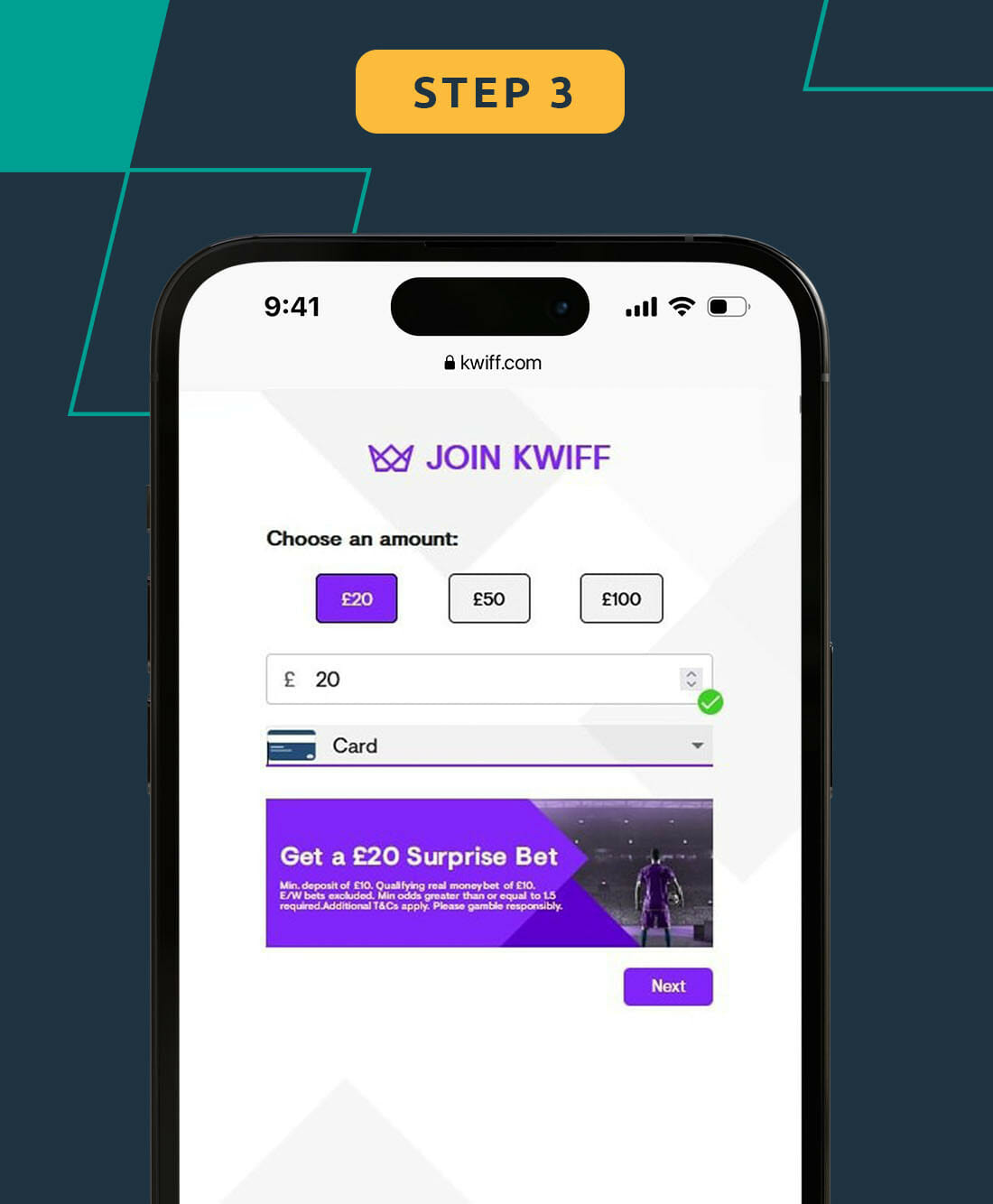 Kwiff Registration Screenshot